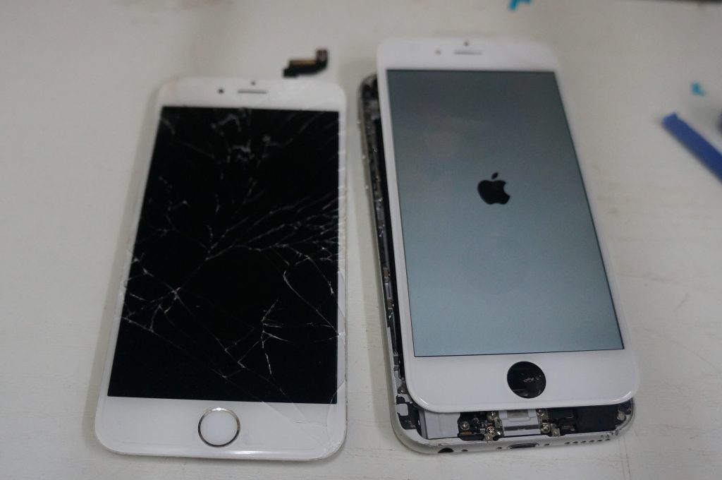角から落ちて全体的な割れ 液晶パネル交換 iPhone6s 4