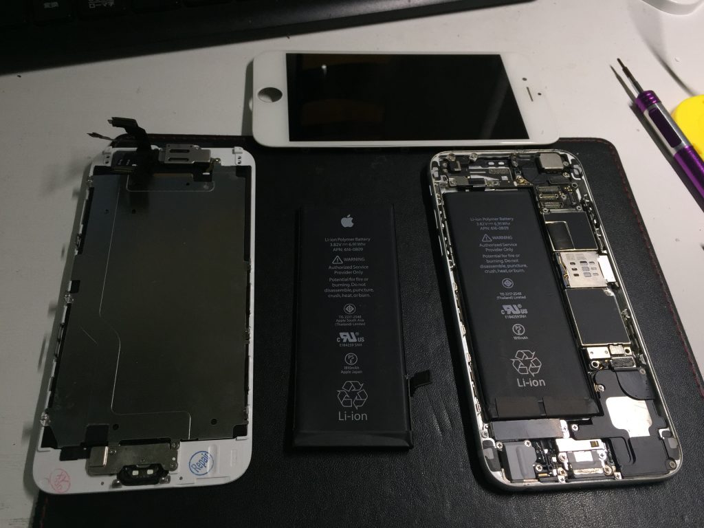iPhone6 液晶画面とバッテリーを同時交換 フレーム修正等5